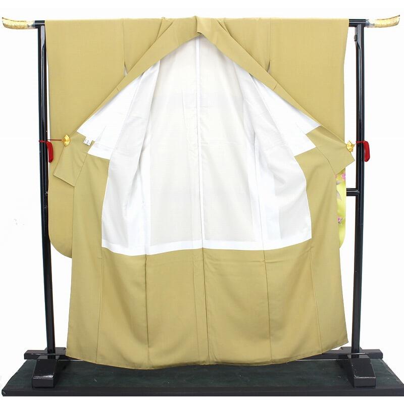 中古 販売 振袖 リサイクル 成人式 正絹 ベージュ 桜 仕立て上がり着物 振り袖 身丈166cm 裄69cm 忠右衛門_4