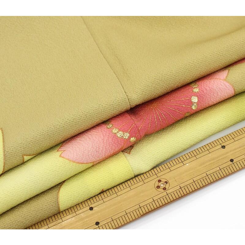 中古 販売 振袖 リサイクル 成人式 正絹 ベージュ 桜 仕立て上がり着物 振り袖 身丈166cm 裄69cm 忠右衛門_7