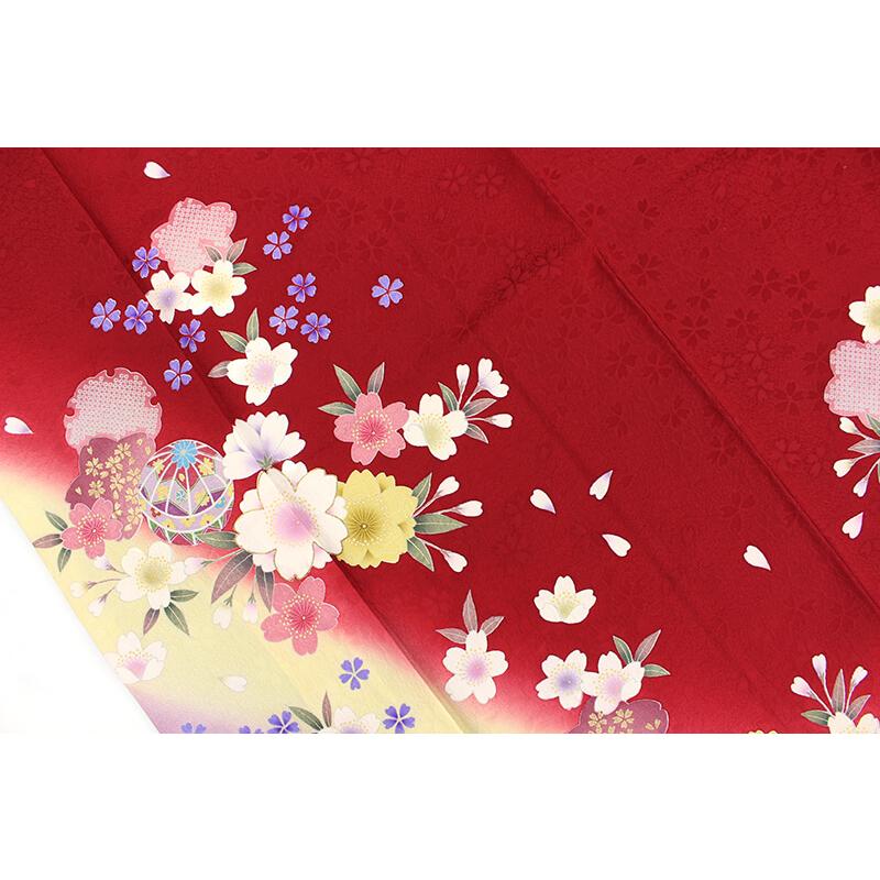 中古 振袖 成人式 単品 リサイクル 正絹 レッド 身丈167cm 裄丈68.5cm フォーマル リサイクル着物_6