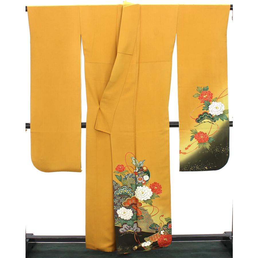 中古 振袖 成人式 セット 長襦袢 2点セット リサイクル 正絹 イエロー 