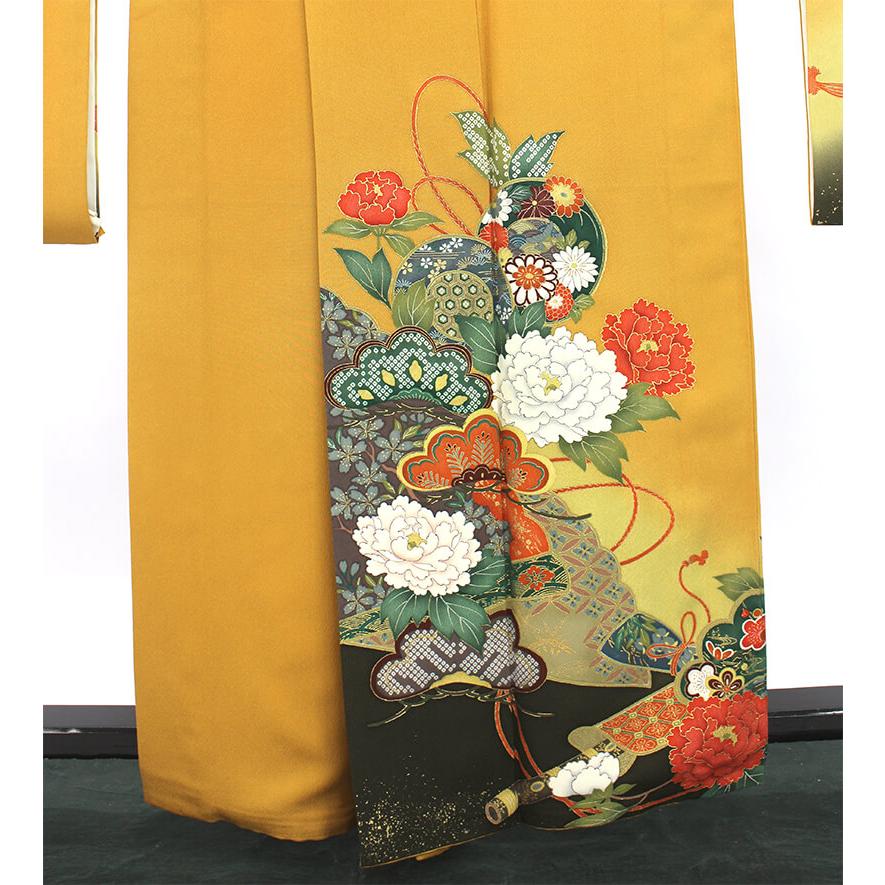 美品成人式振袖正絹縮緬着物7点セット身丈165cm