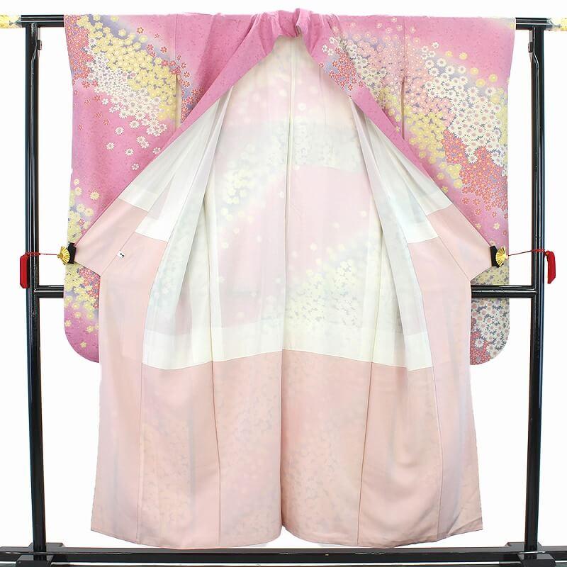 振袖 振り袖 単品 成人式 販売 正絹 桃 桜 刺繍 身丈156cm 裄丈63.5cm 