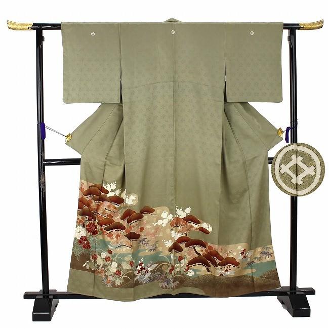 3927］色留袖 美品 友禅作家 龍谷 一つ紋 橘 正絹 着物 袷 作家物