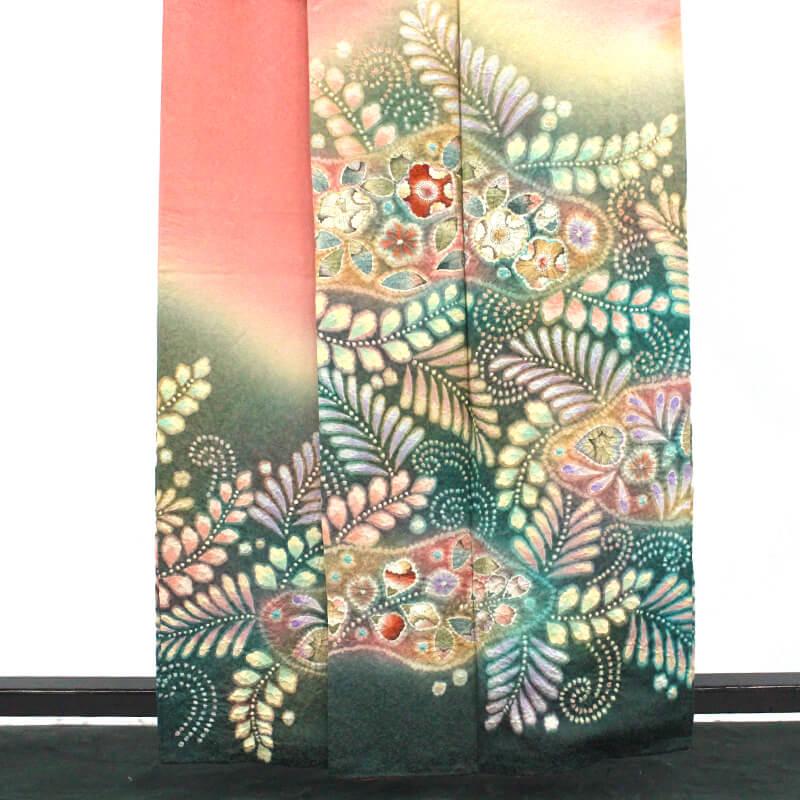 【辻ヶ花】正絹 上質な訪問着 背中まで柄あり 袷 中古 訪問着 長襦袢付き 2点セット 袷 レディース 正絹 ピンク 辻が花