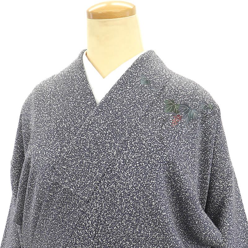 [美品] たたき染め　訪問着　灰色　黒　梅　松　付下げ　略礼装　卒業式　高身長 中古 付下げ 付け下げ レディース 正絹 灰黒 たたき染め 花の丸文 鶴