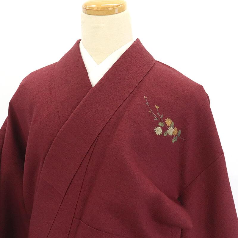 中古 付下げ 付け下げ 附下 レディース 正絹 ワインレッド 長襦袢付き 