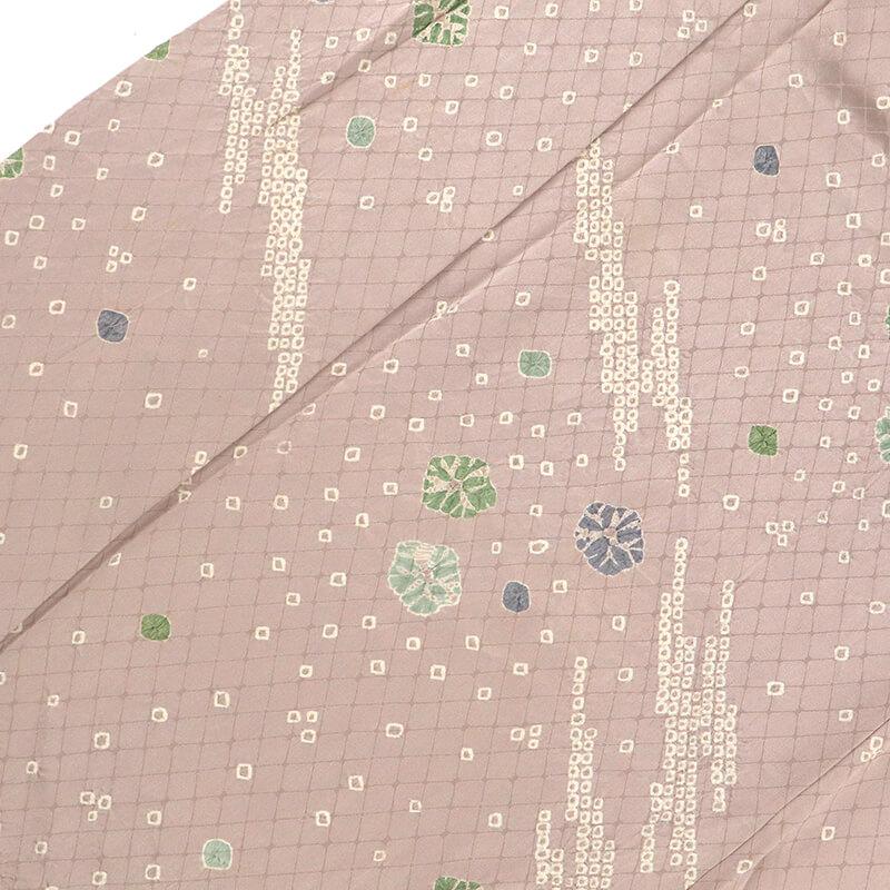 中古 小紋 袷 レディース 正絹 薄紫 部分絞り 身丈161cm 裄丈65cm