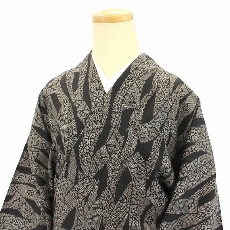 大島紬 中古 リサイクル着物 レディース 正絹 茶 黒 身丈156.5cm 裄丈62.5cm カジュアル 中古着物