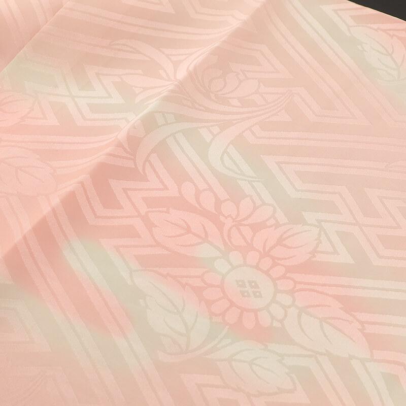 中古 長襦袢 単衣仕立て 袖無双 レディース 正絹 ピンク 本紋 地模様 