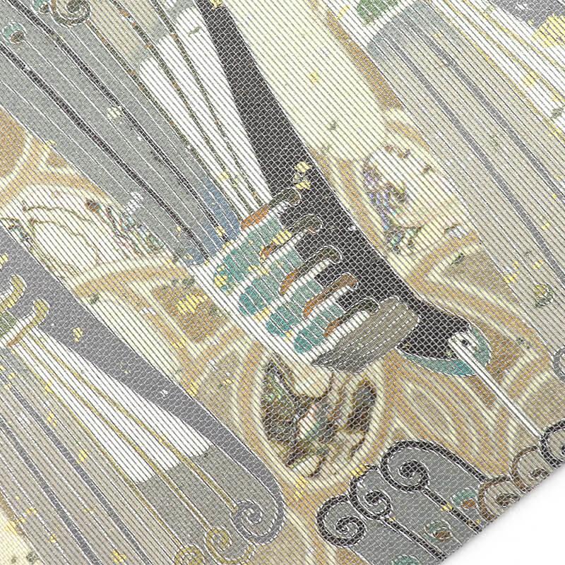 中古 袋帯 礼装用 正絹 六通柄 灰 ベージュ 鳥 モダン柄 長さ449cm 幅31cm 仕立て上がりリサイクル帯 送料無料_2