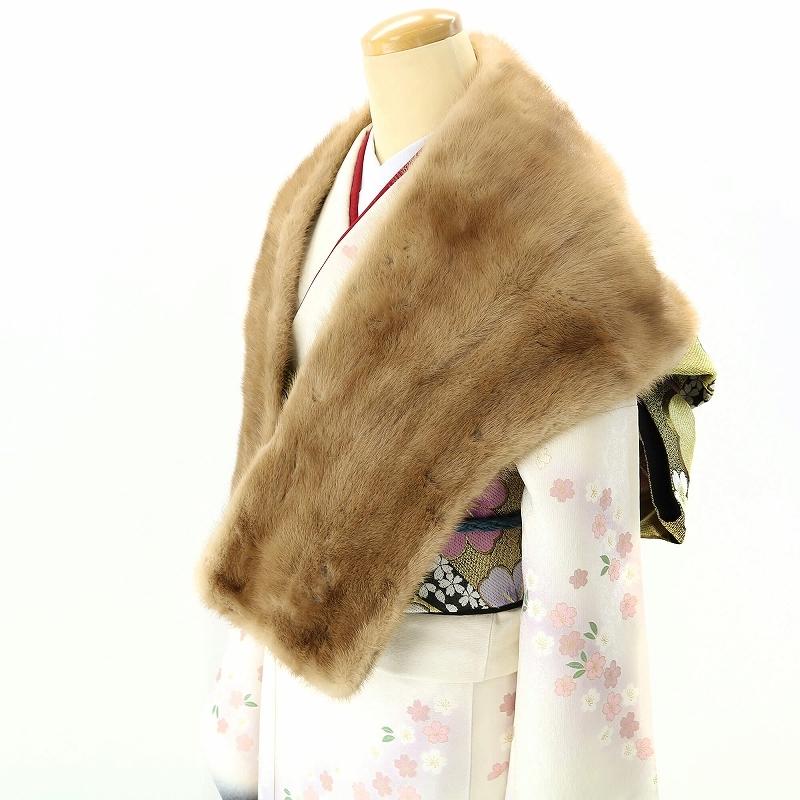 セール 中古 忠右衛門 ファー ミンク ショール リサイクル 着物 成人式