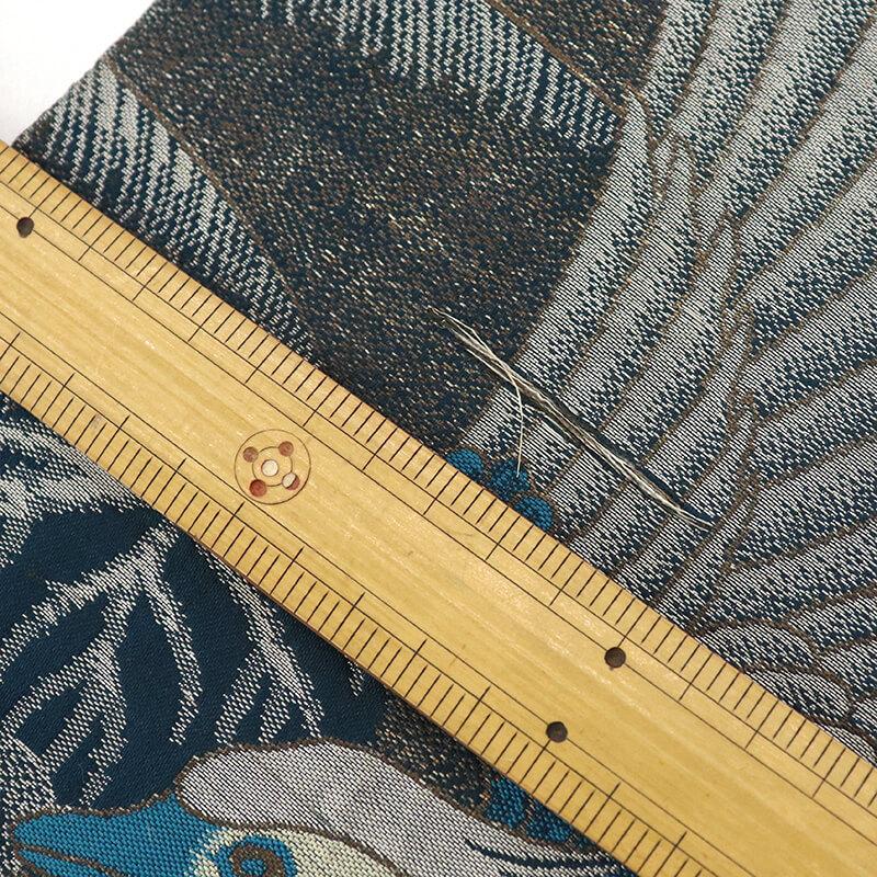 中古 丸帯 正絹 アンティーク帯 着用不可 青緑 長さ390cm 幅32.5cm 