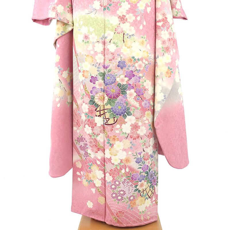 20%OFF セール中古 振袖 正絹 美品 成人式 結婚式 購入 振袖単品 ピンク 桜 身丈174cm 裄丈66cm Mサイズ 四季花柄振袖 |  | 02