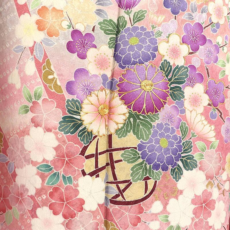 20%OFF セール中古 振袖 正絹 美品 成人式 結婚式 購入 振袖単品 ピンク 桜 身丈174cm 裄丈66cm Mサイズ 四季花柄振袖 |  | 03