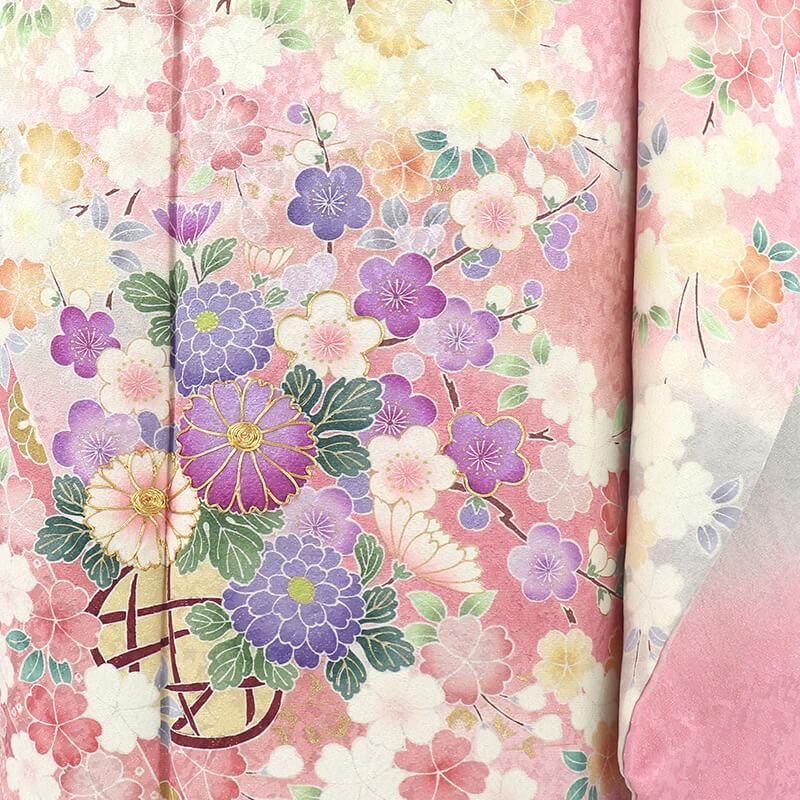20%OFF セール中古 振袖 正絹 美品 成人式 結婚式 購入 振袖単品 ピンク 桜 身丈174cm 裄丈66cm Mサイズ 四季花柄振袖 |  | 04
