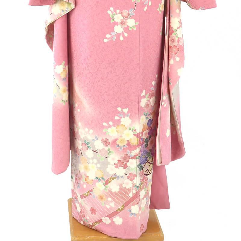 20%OFF セール中古 振袖 正絹 美品 成人式 結婚式 購入 振袖単品 ピンク 桜 身丈174cm 裄丈66cm Mサイズ 四季花柄振袖 |  | 05