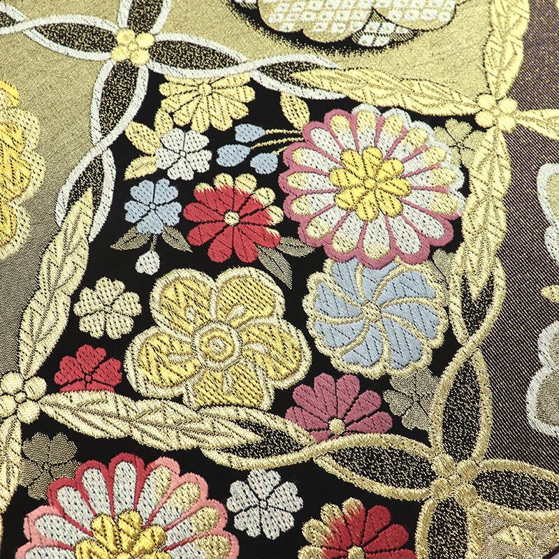 20%OFF セール中古 正絹 袋帯 振袖用 成人式 着付け練習 六通柄 金 長