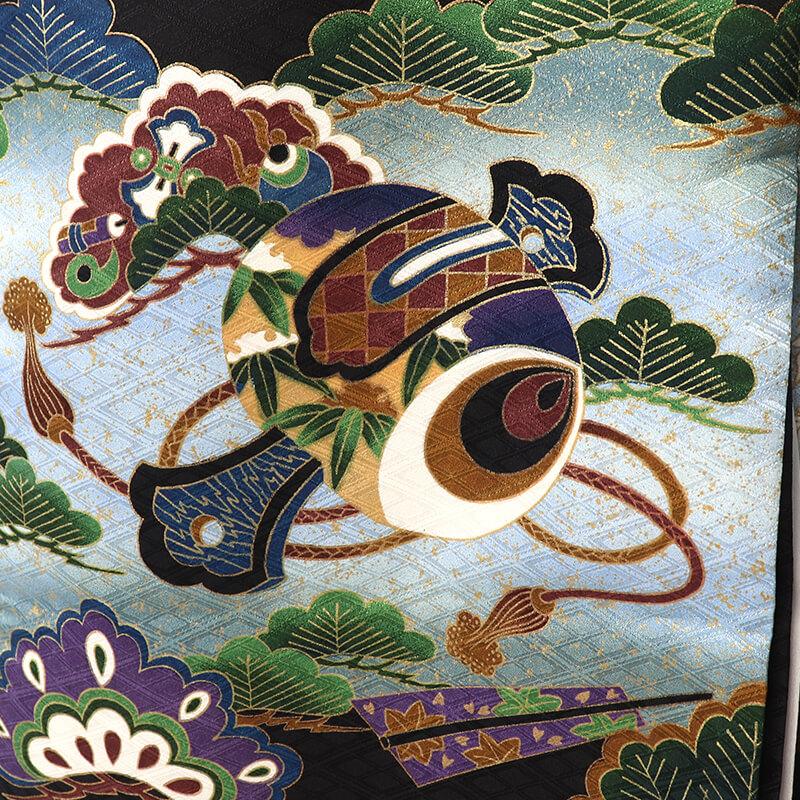 中古 七五三 男の子 5歳 3点セット 化繊 着物 羽織 長襦袢 美品