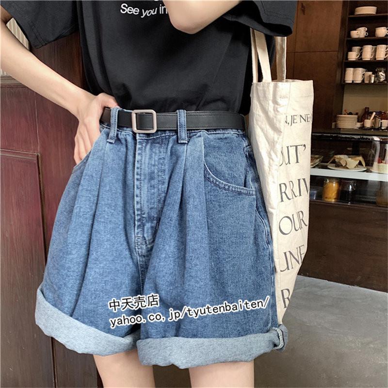 デニム ショートパンツ レディース 裾ロールアップ ボトムス カジュアル シンプル ストリート 大人 おしゃれ 短パン ゆったり ハイウエスト 代30代40代 Bayst 中天売店 通販 Yahoo ショッピング