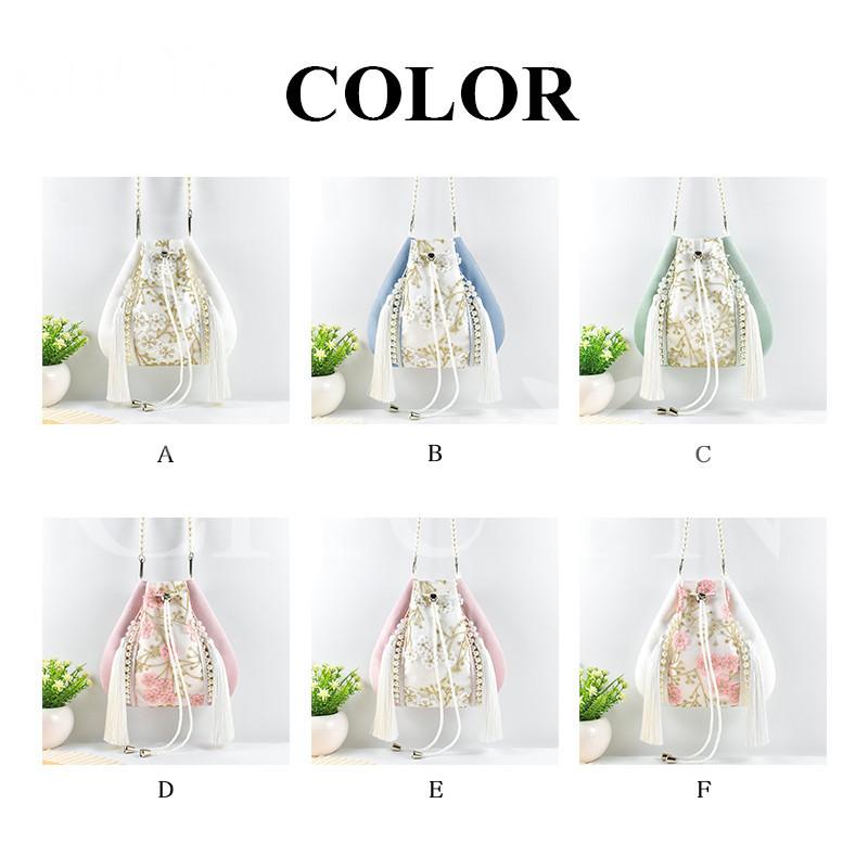 和装バッグ 唐装漢服バッグタッセル 巾着型花柄ポシェットバッグ