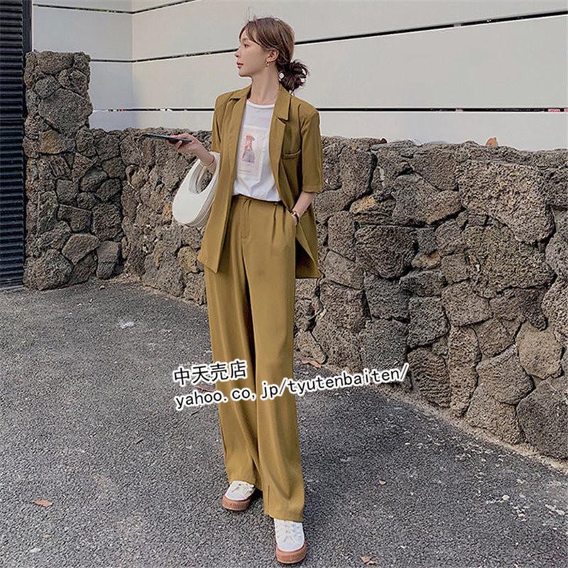 セットアップ レディース 夏 おしゃれ 2点セット 半袖 大きいサイズ フォーマル パンツスーツ テーラードジャケット ガウチョパンツ 結婚式 二次会 通勤 Ol tazu 中天売店 通販 Yahoo ショッピング