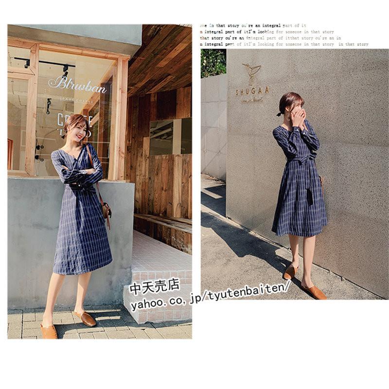 ワンピースレディース30代40代50代 ゆるワンピース チェック柄 春のワンピース 着痩せ 体型カバー 長袖 Vネック ゆったり 大きいサイズ 通勤 お出かけ 新作 tes 中天売店 通販 Yahoo ショッピング