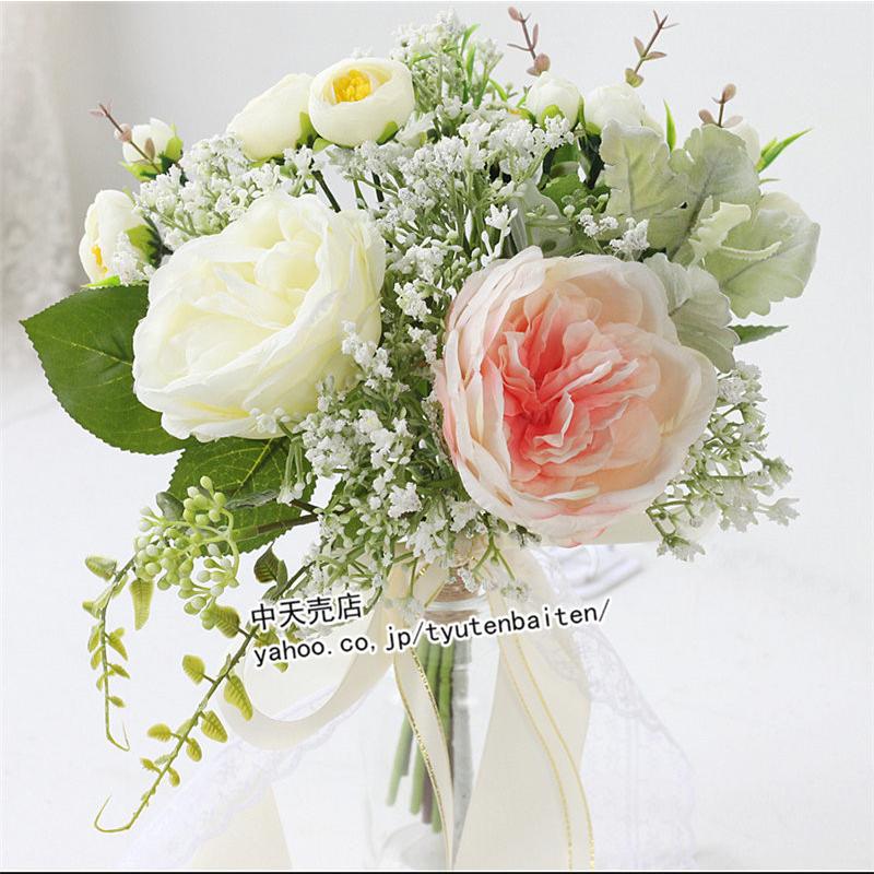 ウエディングブーケ ブーケ ブライダルブーケ ウェディング用 花束 写真撮り 手作り プレゼント お祝い お誕生日 結婚式 授賞式 花嫁 披露宴 造花 大人気 Blf 中天売店 通販 Yahoo ショッピング