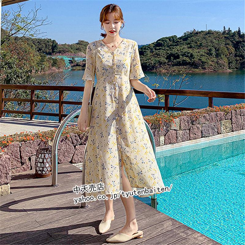 シフォンワンピース レディース 40代50代 カジュアルワンピース ビーチ ミモレ丈 リゾートワンピース 半袖 夏ワンピース 大人 旅行 気質 着痩せ 花柄 ｖネック 最大63 Offクーポン 半袖