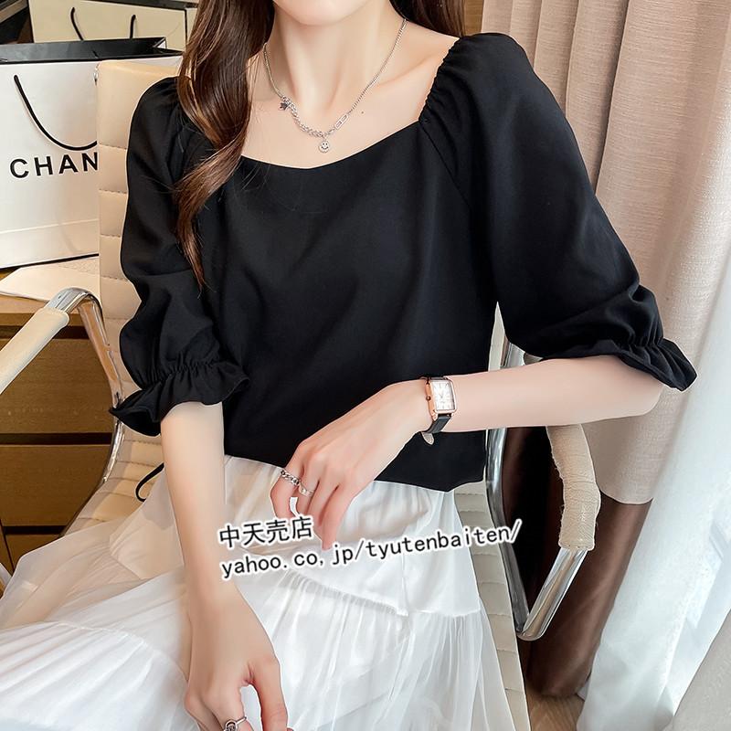 トップス 五分袖 ブラウス レディース シフォンブラウス スクエアネック シャツ ゆったり きれいめ お洒落 トップス 韓国風 無地 通勤 夏新作 大人 Bmy 中天売店 通販 Yahoo ショッピング