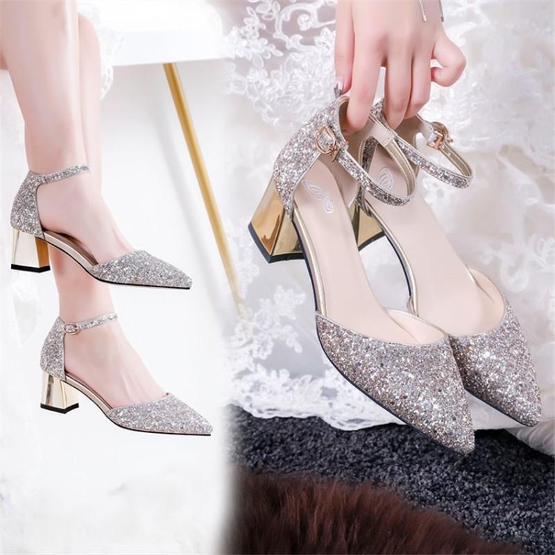 激安通販 チャンキーヒール 大きいサイズ パンプス ウエディング用 ハイヒール レディースシューズ 靴 美脚 きれいめ おしゃれ 痛くない 結婚式 ポインテッドトゥ パンプス サイズ ゴールド 写真はご参考程度