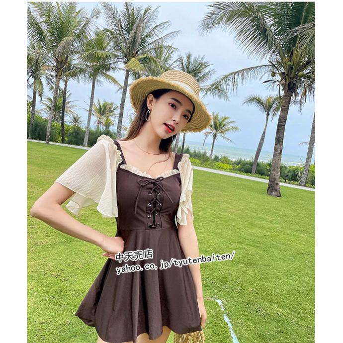 水着 レディース ワンピース 露出控えめ フリル袖 20代 30代