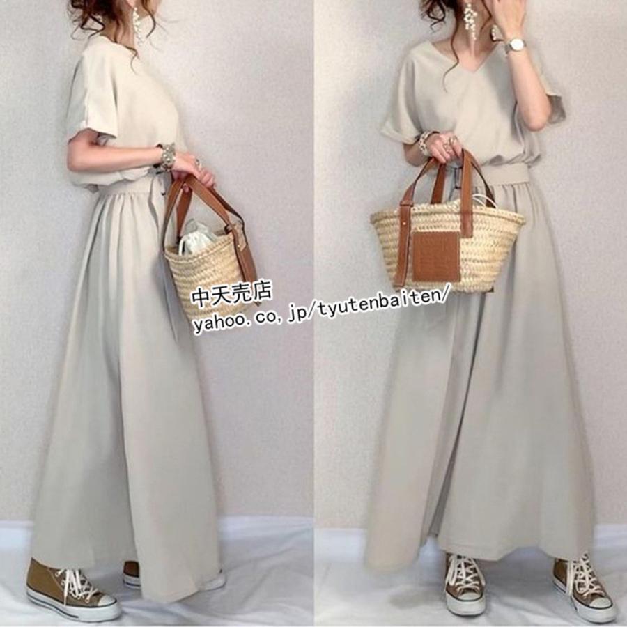 夏ワンピース レディース40代50代 Tシャツワンピース 半袖 Vネック マキシ丈 カジュアル 通勤 リラックス感 30代 体型カバー お出かけ 部屋着 着痩せ ママ 期間限定送料無料