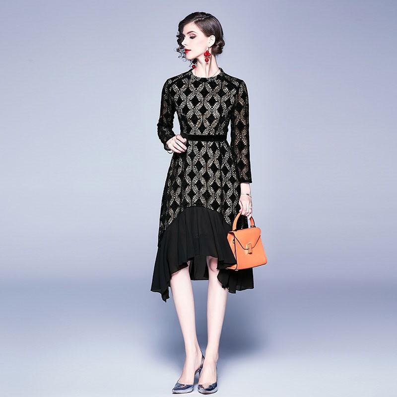 ワンピース 秋冬 レディース レースワンピース 演奏会 披露宴 イブニングドレス スエレガンス お呼ばれ 結婚式 フォーマル ドッキングワンピース 30代 40代 海外 正規品