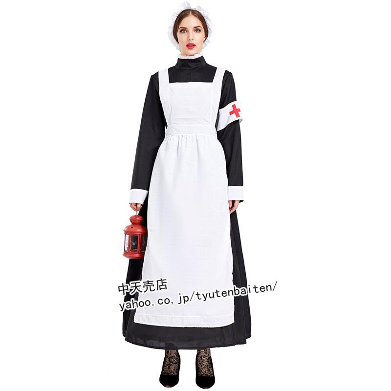 ハロウィン コスプレ ナース 4点セット 看護師 コスチューム コスプレ衣装 セクシーコスチューム 制服 ナース服 欧米風 18世紀 修道院 ...