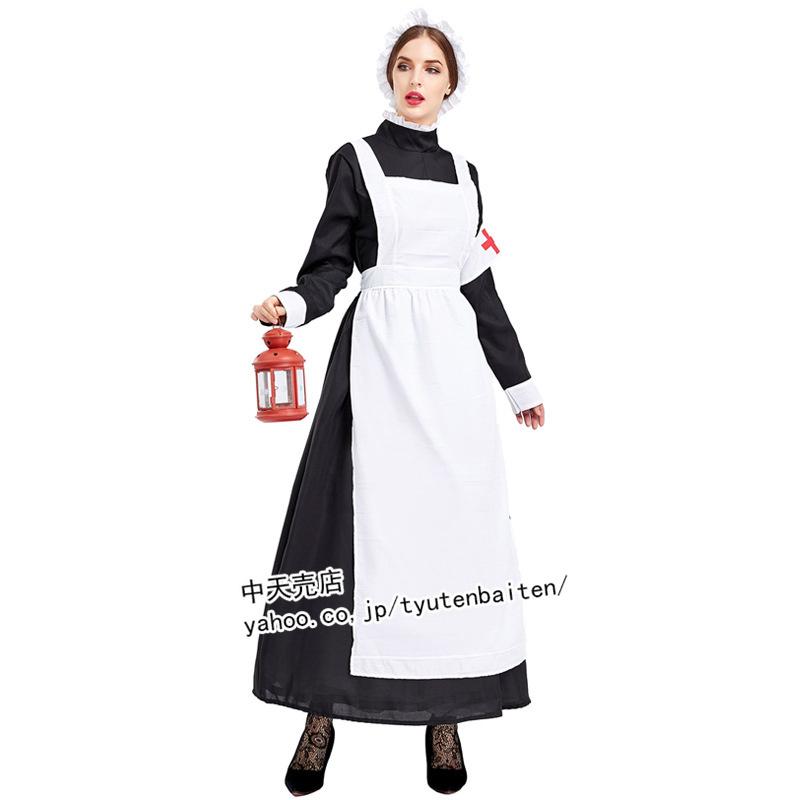 ハロウィン コスプレ ナース 4点セット 看護師 コスチューム コスプレ衣装 セクシーコスチューム 制服 ナース服 欧米風 18世紀 修道院 ...