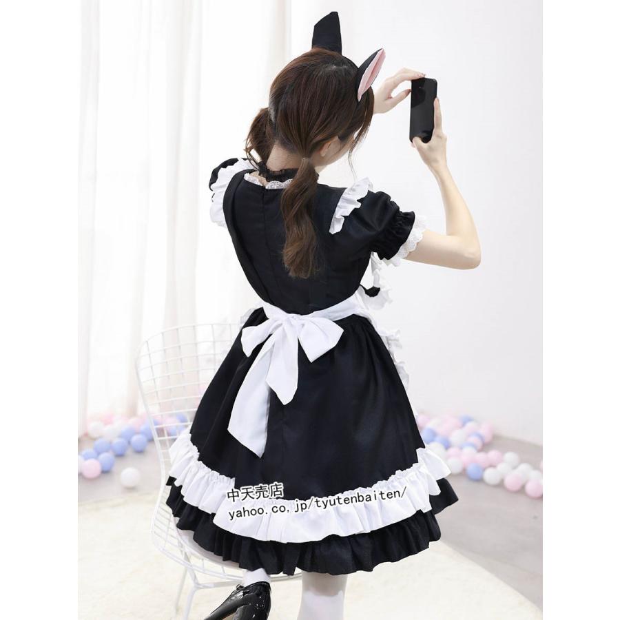 コスプレ メイド服 4点セット メイド コスチューム 半袖 女性cosplay 