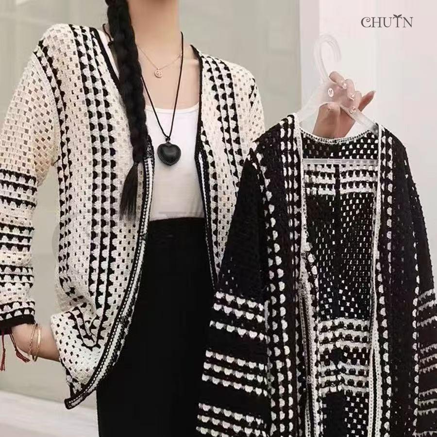透かし編み ニットカーディガン レディース夏秋 UVカット アウター