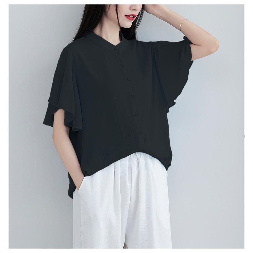 ブラウス レディース 40代 50代 夏 半袖 フリル袖トップス きれいめ