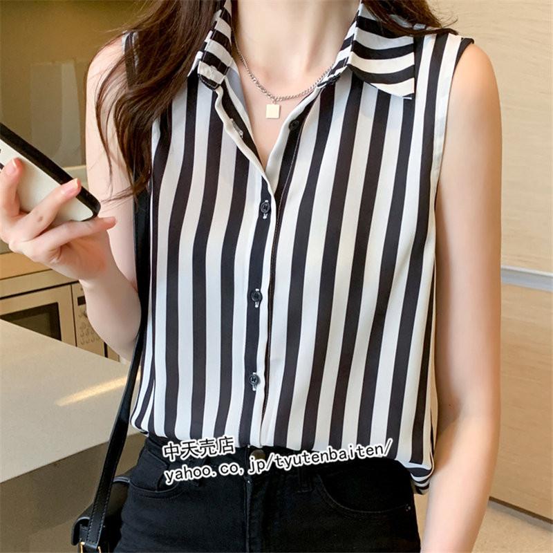 送料無料 レディース シャツ 夏 ストライプ柄 開襟 ブラウス