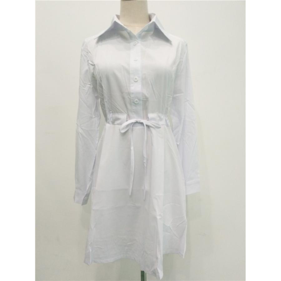 即日発送 シャツワンピース 大きいサイズ 白ワンピ チュニック 長袖 無地 ブラウス シャツ フレアワンピ 膝丈 シャツワンピ 開襟 ウェストゴム レディース Oa0212 中天売店 通販 Yahoo ショッピング