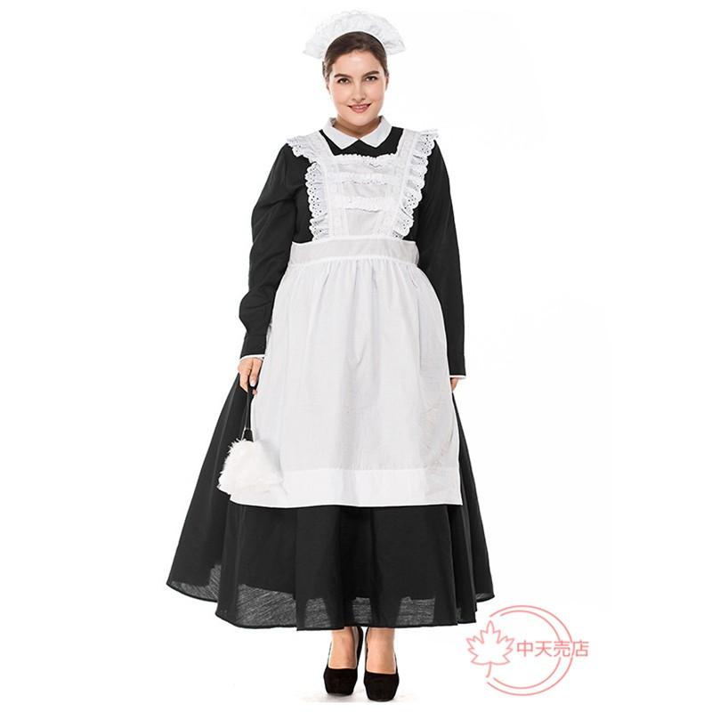 レディース ハロウィン キャッスルメイド 大人 コスプレ専用 メイド服 変装 伝統的なメイド パーティー用 イギリス風 仮面舞踏会 エプロン付 舞台