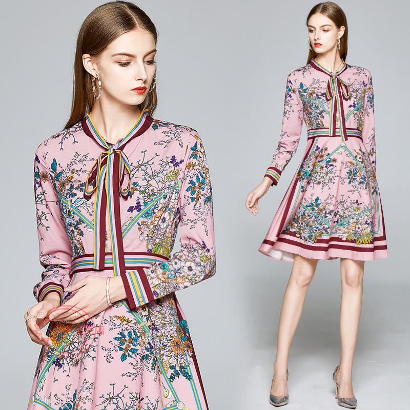 パーティードレス 長袖ワンピース ひざ上ワンピース フレアワンピース 夏秋 ワンピースレディース プリント つなぎ エレガント 謝恩会 二次会 大人 30代40代 Wmo 中天売店 通販 Yahoo ショッピング