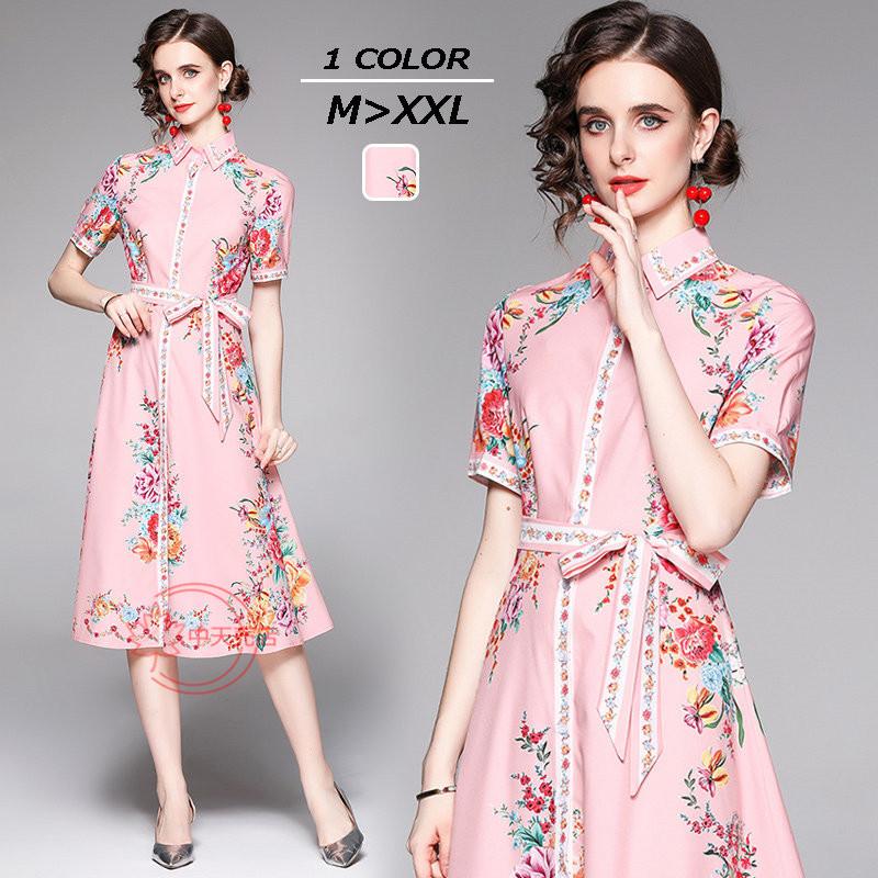 お呼ばれパーティードレス シャツワンピース レディース 半袖Aライン  