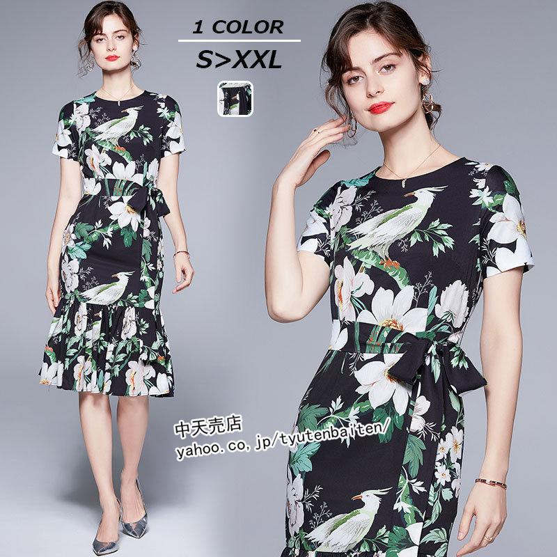 ワンピース レディース 40代 50代 きれいめ 膝丈ワンピース タイトワンピース 半袖ワンピース プリントワンピ 夏ワンピース 着痩せ 気質 きれいめ オシャレ Wmo 中天売店 通販 Yahoo ショッピング