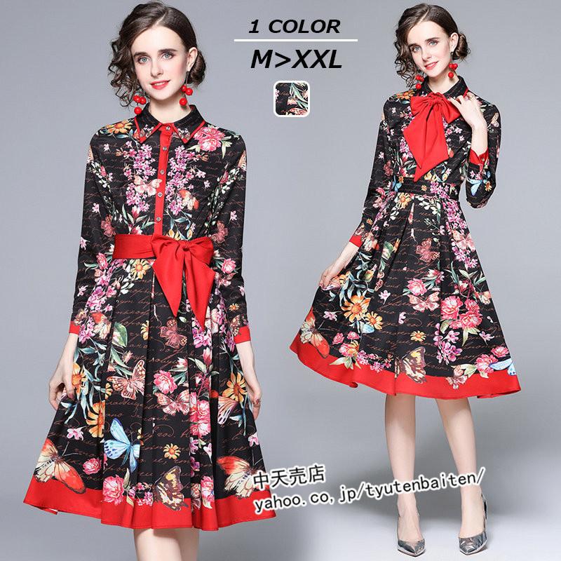 シャツワンピース 長袖ワンピース レトロ フレアワンピース 40代 襟付きドレス 披露宴 二次会 結婚式 着痩せワンピース 卒業式 入学式 通勤 気質 フォーマル Wmo 中天売店 通販 Yahoo ショッピング