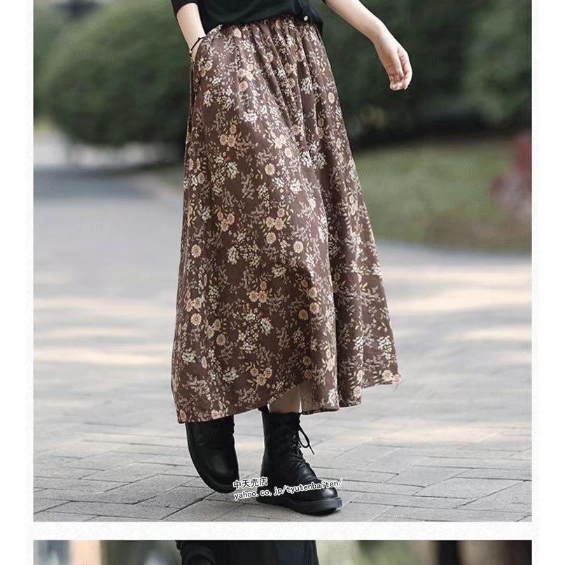春マキシ丈スカート 花柄スカート ロングスカート ウエストゴム 春マキシ丈スカート 花柄スカート ロングスカート ウエストゴム