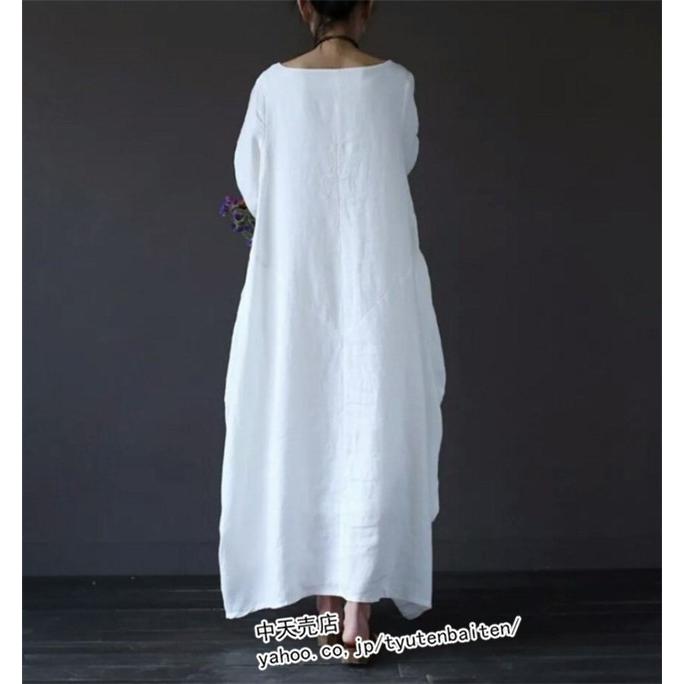マキシワンピースレディース50代 ゆるワンピ ロング丈ワンピ リネン