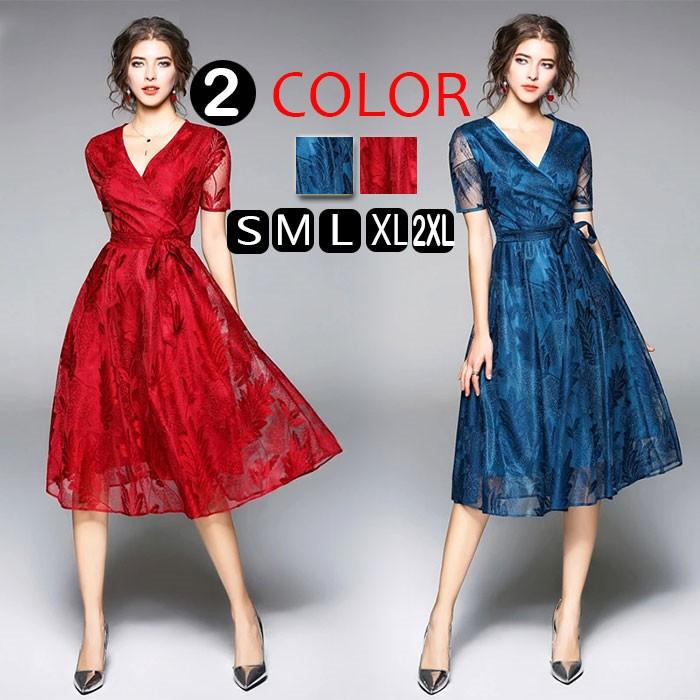 おしゃれワンピース パーティドレス 結婚式 披露宴 夏ドレス