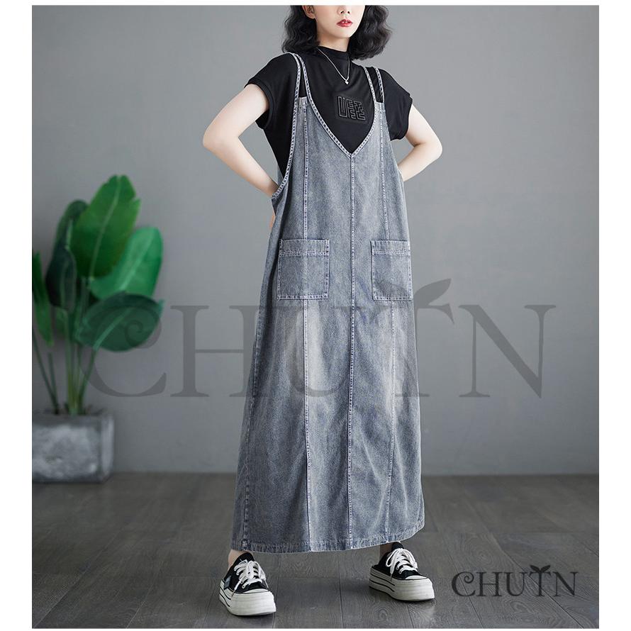 CHUTNサロペットスカート40代 デニムワンピース50代 ジャンパー