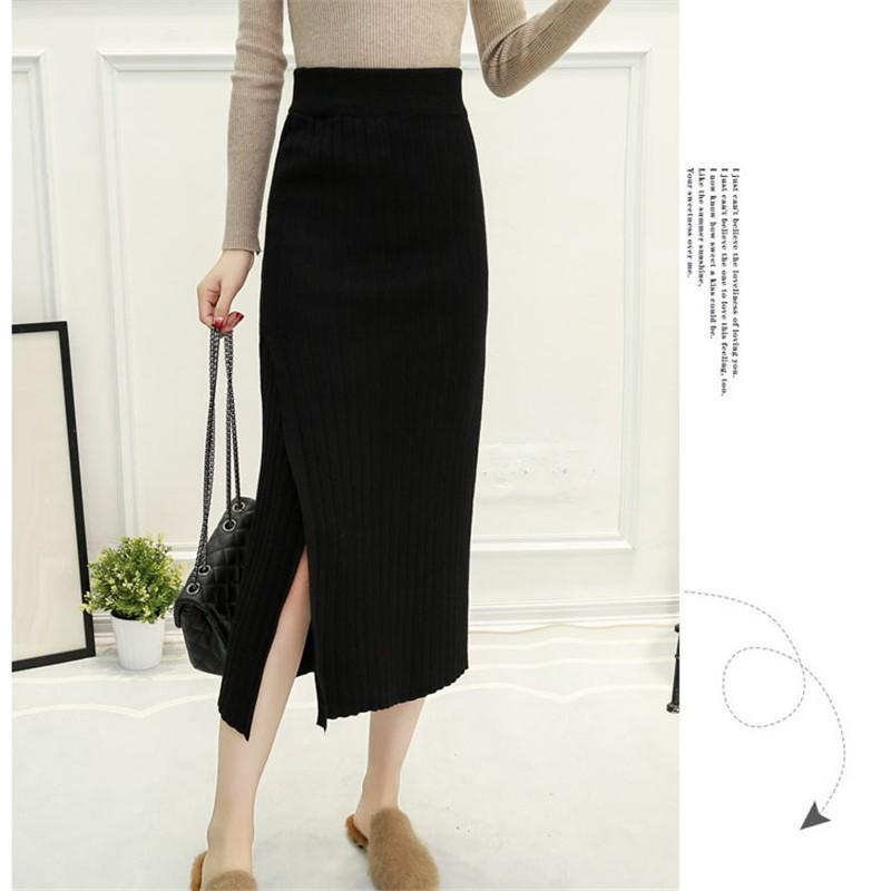 タイトスカートレディースニットスカートロングスカート40代秋冬黒